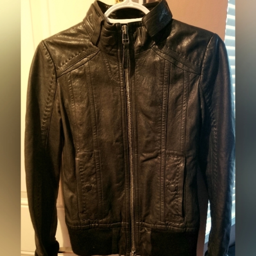 Mackage for Aritzia Leather bomber style jacket black size Extra small.